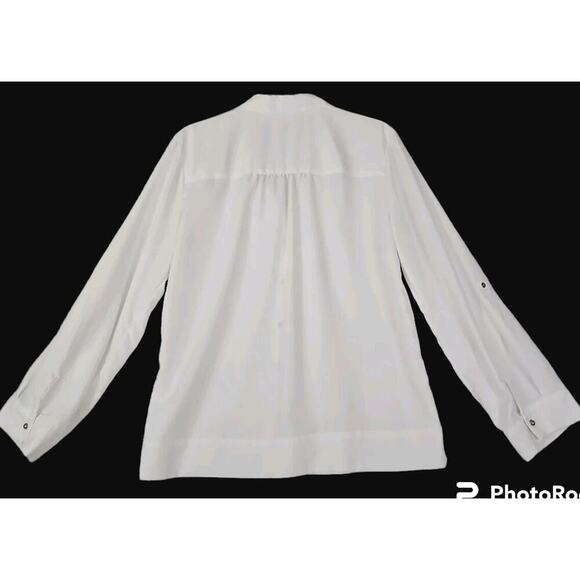Chico's ~Woman Size 1 (US M)~ White Long Sleeve Snap-Up Shirt Top Blouse. - Picture 6 of 11